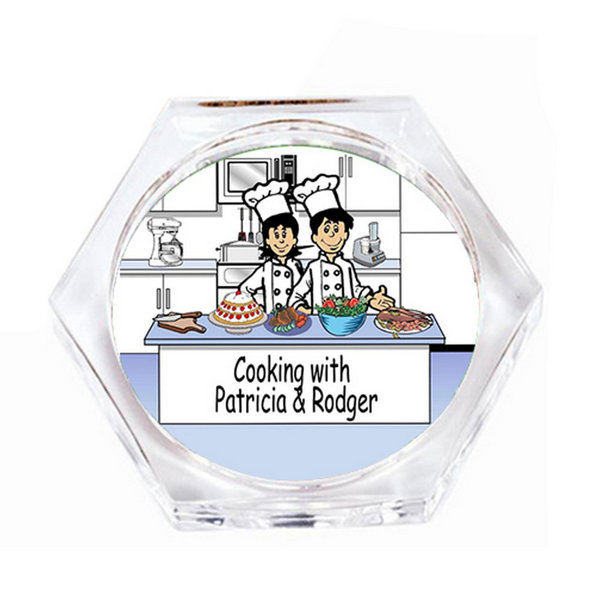Printed Perfection Personalized Chef Couple Drink Coaster Gift Set (4